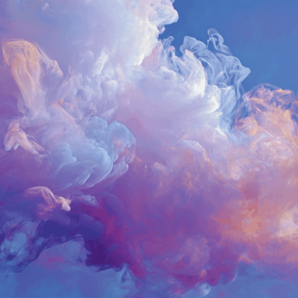 image of pale colored clouds in front of a blue background